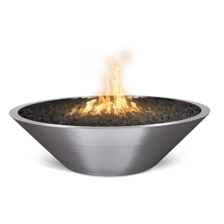 The Outdoor Plus 48 Round Cazo Fire Pit - Stainless Steel - Match Lit with Flame Sense - Natural Gas OPT-SS48FPFSML-NG